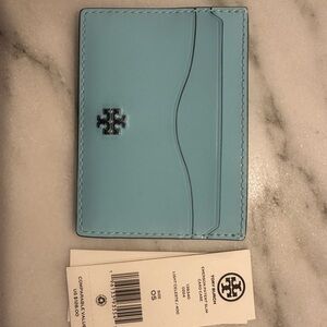 Tory Burch Blue Leather Card Holder